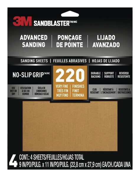 3M™ SandBlaster™ Fine Grit No Slip Grip Sanding Sheets 4 Pack