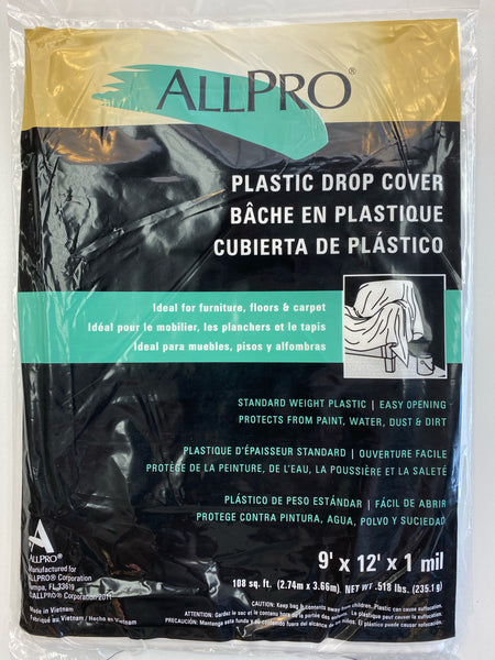 Plastic Drop Cloth 9' x 12'  -    1mil